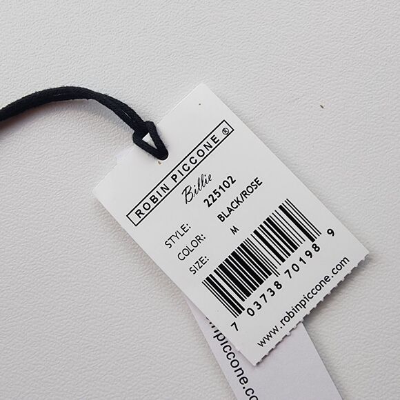 Robin Piccone Billie Halter Twist Bikini Top Womens Medium Black Rose Tie Neck - Picture 7 of 9